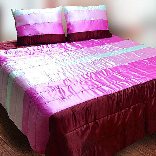 Покривало атласне з подушками Палітра 10 рожеве