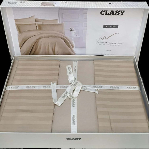 Постельное белье ТМ Aran Clasy сатин страйп Acik Kahve