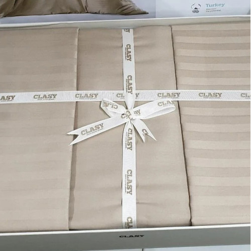 Постельное белье ТМ Aran Clasy сатин страйп Acik Kahve