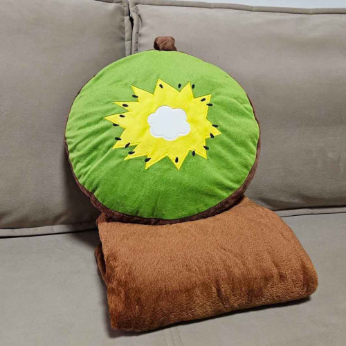 Подушка декоративная круглая с пледом КИВИ