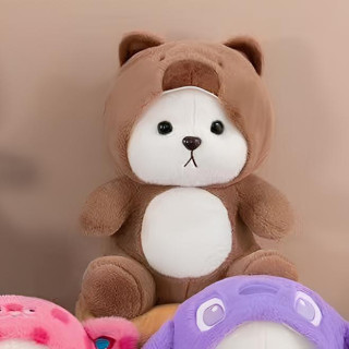 М'яка іграшка з пледом Ведмедик у капюшоні КОРИЧНЕВИЙ