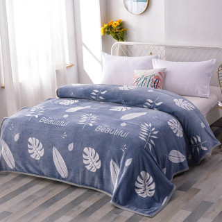 Плед микрофибра с кантом Листья