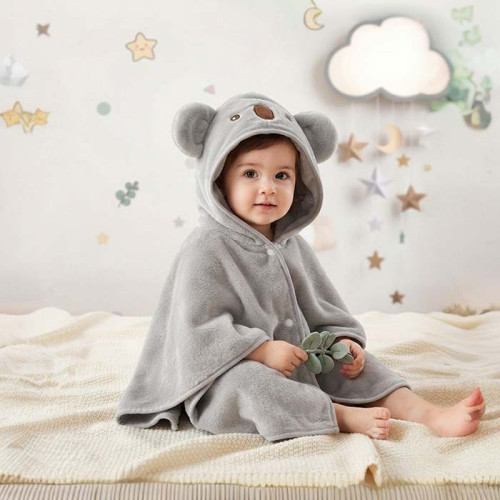 Накидка детская с капюшоном ТМ Koloco микрофибра Koala Grey 80х120