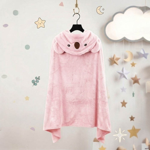 Накидка детская с капюшоном ТМ Koloco микрофибра Koala Pink 80х120