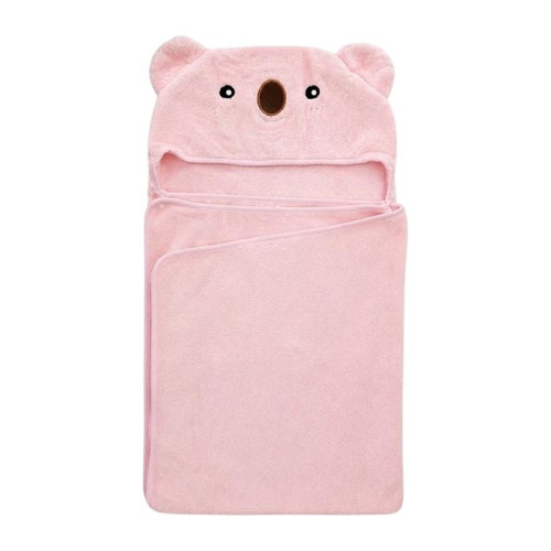 Накидка детская с капюшоном ТМ Koloco микрофибра Koala Pink 80х120