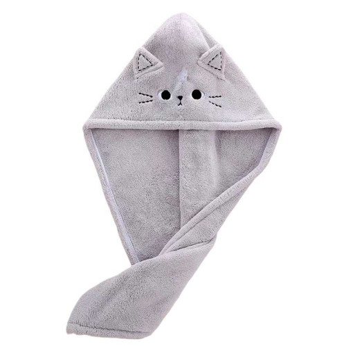 Чалма для сушки волос из микрофибры CAT 25х65 серая
