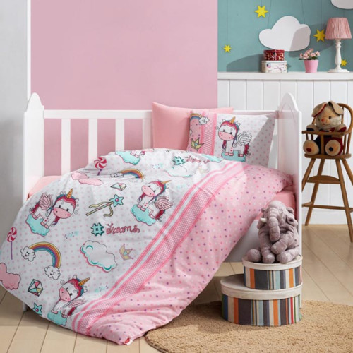 Детское постельное белье в кроватку Cotton Box фланель Unicorn Pembe