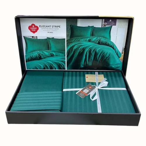 Постельное белье ТМ Cotton Box сатин страйп Stripe Elegant Petrol