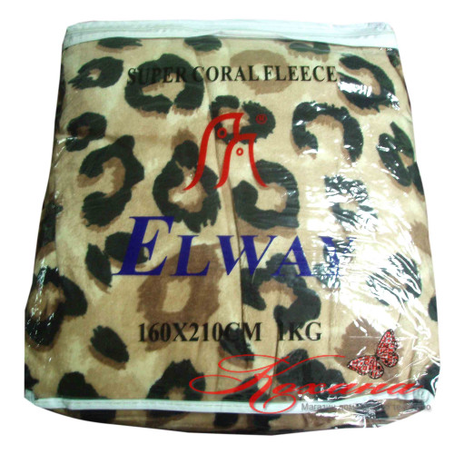 Плед микрофибра Elway П-0046 леопард коричневый