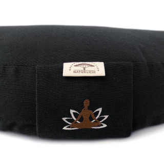 Подушка для медитації та йоги з гречаним лушпинням чорна