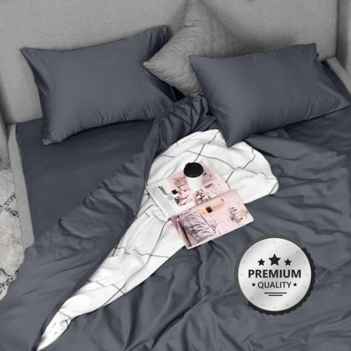 Постельное белье ТМ Идея Сатин Премиум темно-серое евро