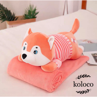 Детский плед-игрушка ТМ Koloco Собачка хаски розовая