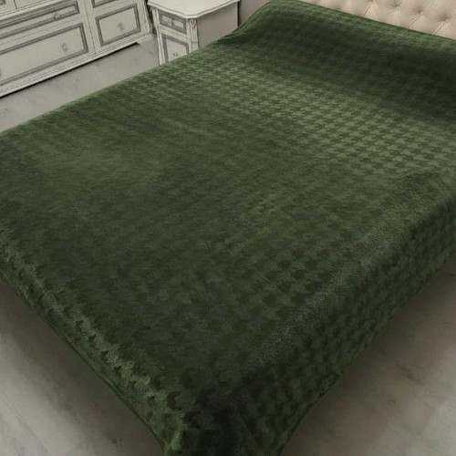 Плед мікрофібра з тисненням ТМ Koloco Лапки 200х220 Green