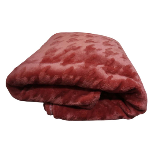 Плед мікрофібра з тисненням ТМ Koloco Лапки 200х220 Red