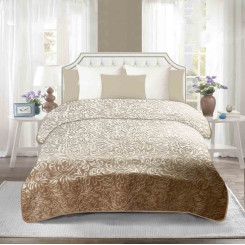 Покривало мікрофібра однотонне з тисненням ТМ Koloco Вензель БЕЖ