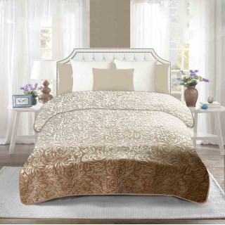 Покривало мікрофібра однотонне з тисненням ТМ Koloco Вензель БЕЖ