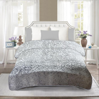 Покрывало микрофибра однотонное с тиснением ТМ Koloco Вензель СЕРОЕ