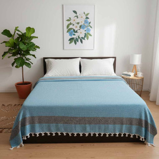 Покривало бавовняне LAVILLA Stripes 190*230 блакитне