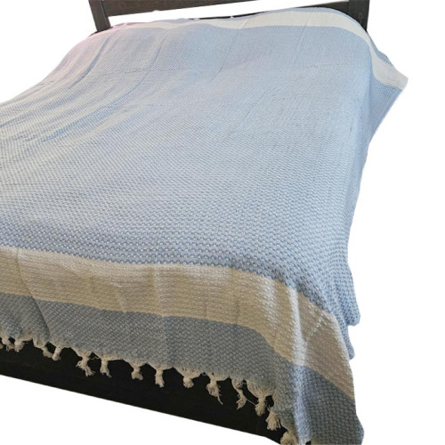 Покрывало хлопковое LAVILLA Stripes 190*230 голубое светлое