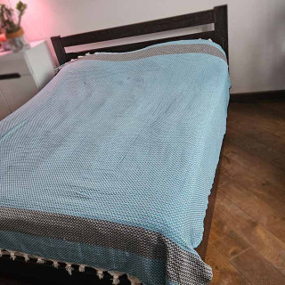 Покривало бавовняне LAVILLA Stripes 190*230 блакитне