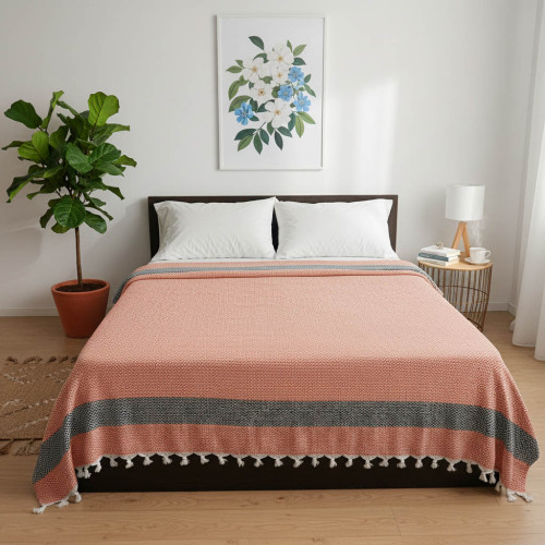 Покрывало хлопковое LAVILLA Stripes 190*230 оранжевое