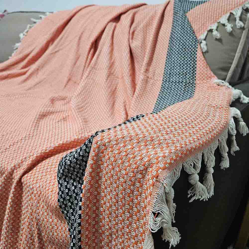 Покрывало хлопковое LAVILLA Stripes 190*230 оранжевое