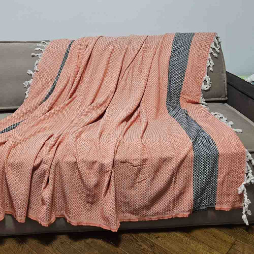 Покрывало хлопковое LAVILLA Stripes 190*230 оранжевое