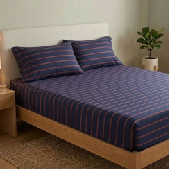 Простынь на резинке с наволочками ТМ La Villa сатин BLUE