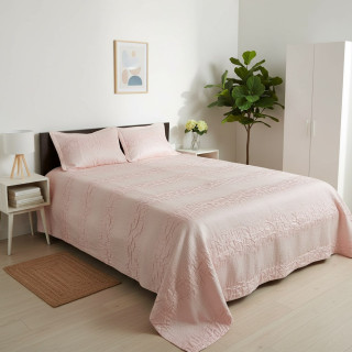 Покривало жакардове з наволочками ТМ Le Jardin Inna Peach 260х270