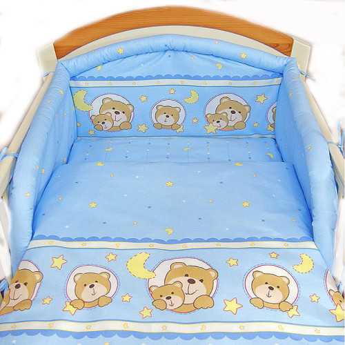 Защита на детскую кроватку Мишки Сони голубая