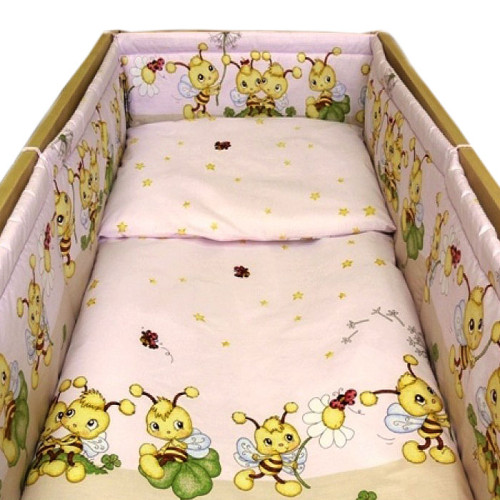 Защита на детскую кроватку Пчелки розовая из 2 частей