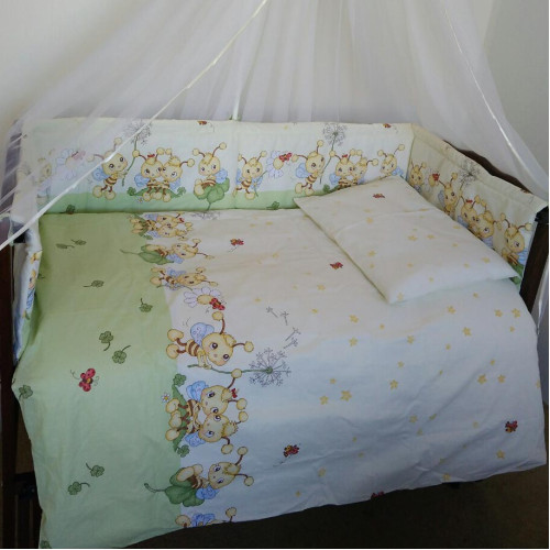Защита на детскую кроватку из 2 частей Пчелка зеленая