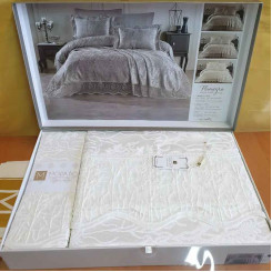 Покривало жакардове з мереживом ТМ Moda Box HUMEYRA KREM 240х260