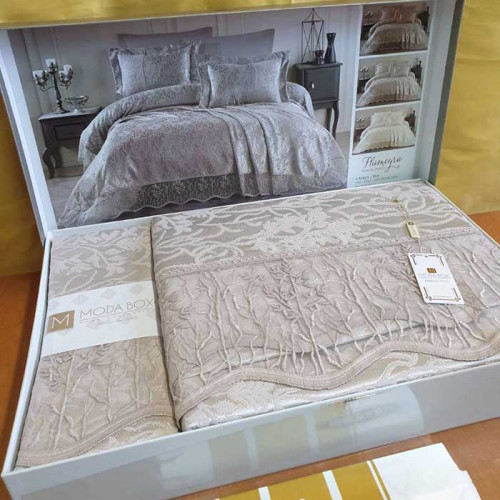 Покрывало жаккардовое с кружевом ТМ Moda Box HUMEYRA TAS 240х260