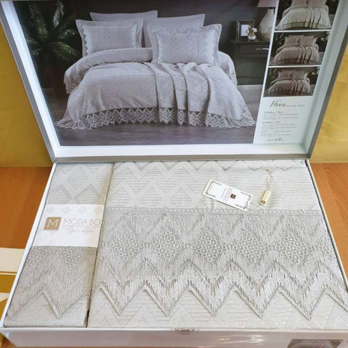Покрывало жаккардовое с кружевом ТМ Moda Box NEVA GRI 240х260