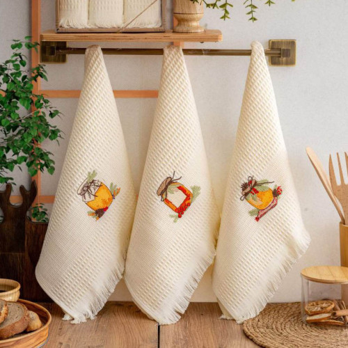 Набор полотенец кухонных из вискозы NILHome Kitchen 40х60 3 шт