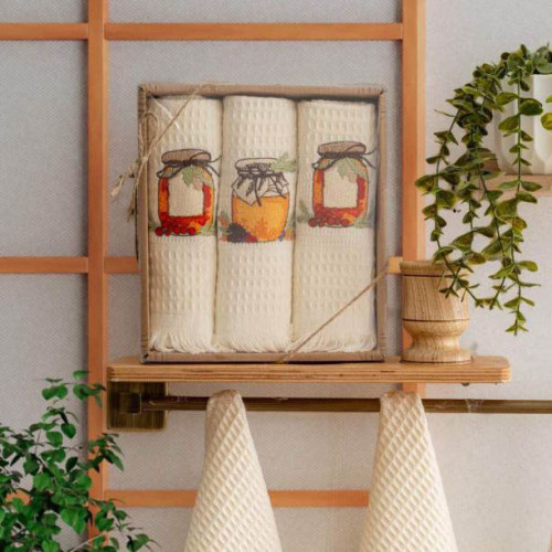 Набор полотенец кухонных из вискозы NILHome Kitchen 40х60 3 шт