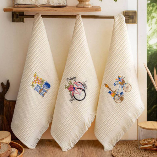 Набор полотенец кухонных из вискозы NILHome Paris 40х60 3 шт