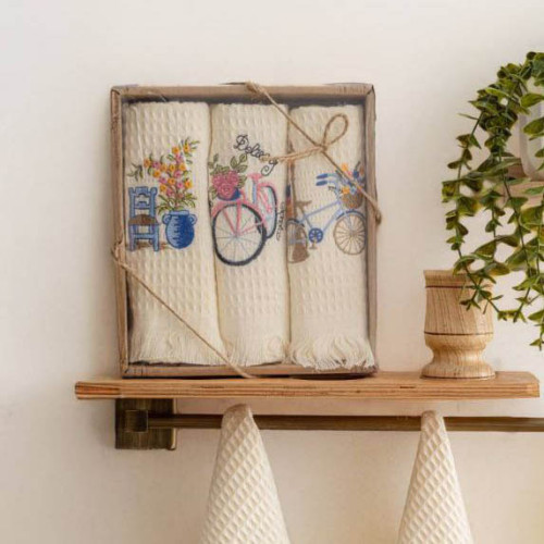 Набор полотенец кухонных из вискозы NILHome Paris 40х60 3 шт