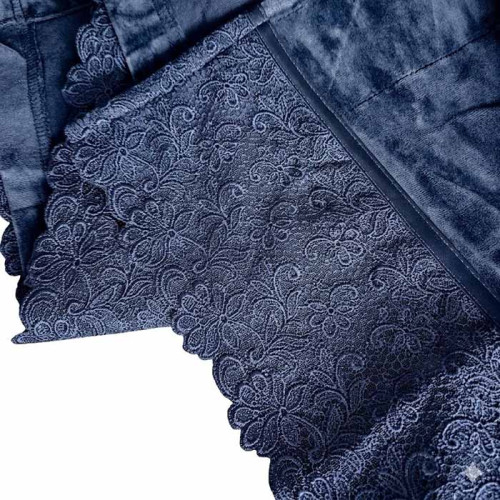 Халат женский велюровый с кружевом ТМ Nusa ns-18191 mavi