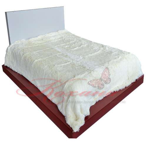 Плед акриловый травка Koloco длинный ворс молочный