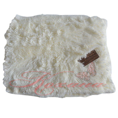 Плед акриловый травка Koloco длинный ворс молочный