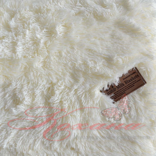 Плед акриловый травка Koloco длинный ворс молочный