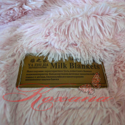 Плед акриловый травка Koloco длинный ворс нежно-розовый