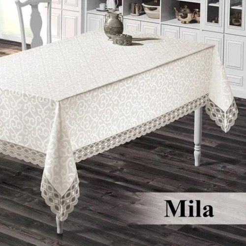 Скатерть прямоугольная жаккардовая Maison Royale Mila White 160х220