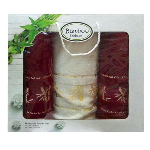 Набор полотенец Gursan Bamboo Deluxe бордовый 3 шт.