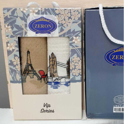Набір серветок кухонних вафельних Zeron Vip Series City 40х60 2 шт