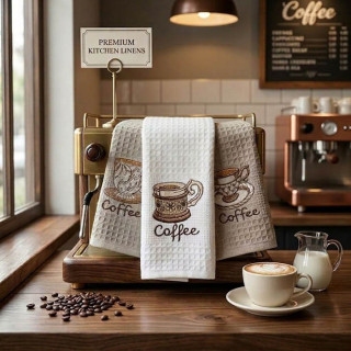 Набір серветок кухонних вафельних Nilteks Кава 40х60 3 шт