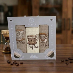 Набір серветок кухонних вафельних Nilteks Кава 40х60 3 шт