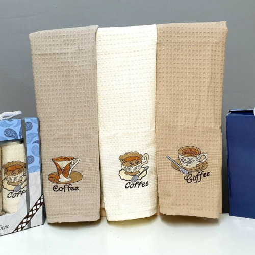 Набір серветок кухонних вафельних Zeron Coffee  40х60 3 шт 